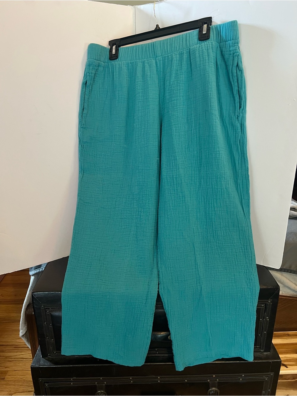 Coldwater Creek Men's Teal Pull-On Wide-Leg Pants